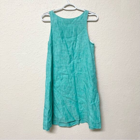 Vineyard Vines Blue Linen Swing Dress Sleeveless Size 2 Beachy Coastal - Picture 3 of 7